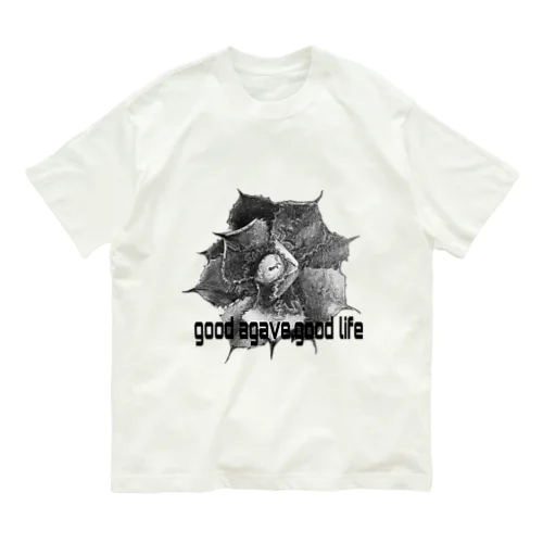 good agave モノクロ雷神シリーズ オーガニックコットンTシャツ