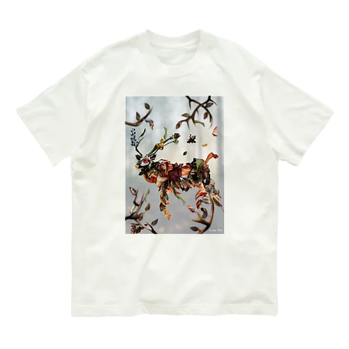 葉の鹿／鹿の枝 Organic Cotton T-Shirt