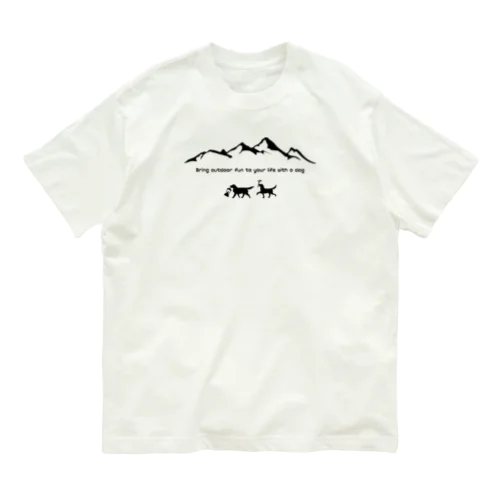 ワンコと一緒に野遊びを[黒字](バックプリント有) Organic Cotton T-Shirt