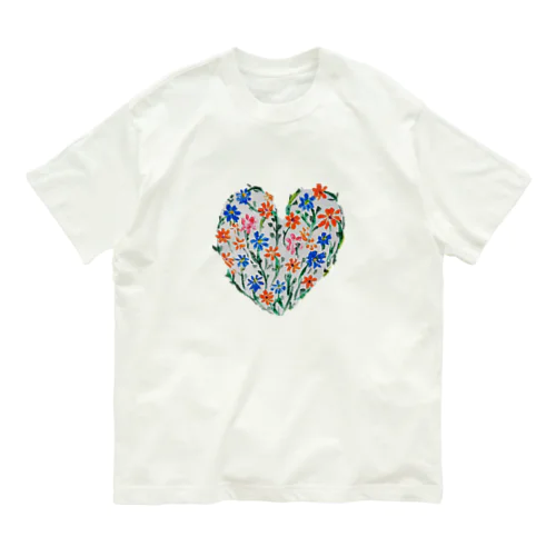 花ハート水彩画♪ オーガニックコットンTシャツ