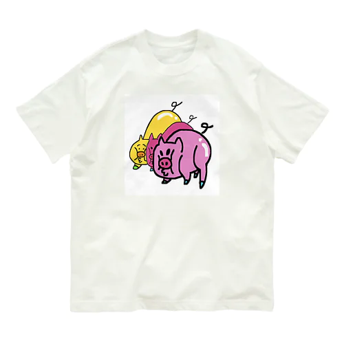 ぶたづめ3角ズ オーガニックコットンTシャツ