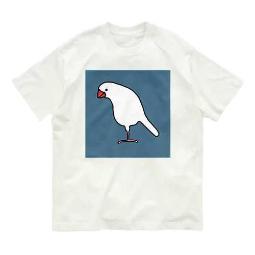 おどる気のブンチョウ（ブルーグレー/カーキ） オーガニックコットンTシャツ