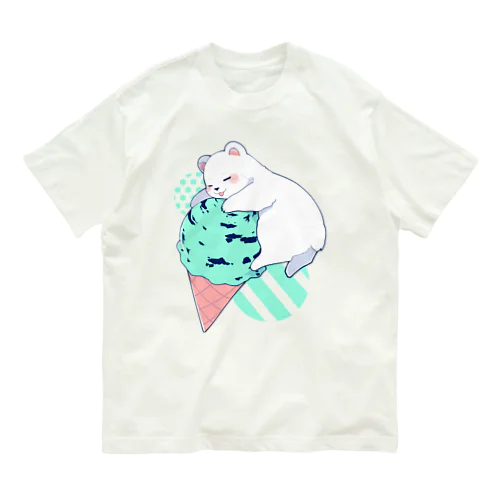 しろくまチョコミント オーガニックコットンTシャツ