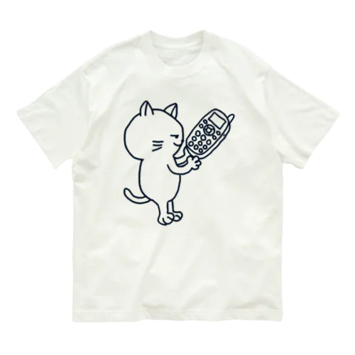 ガラケー猫 オーガニックコットンTシャツ