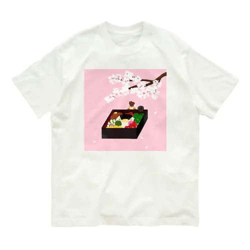 お花見雀 オーガニックコットンTシャツ