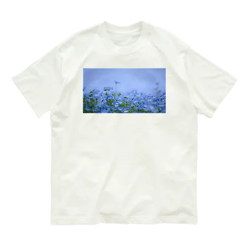 青い花の写真 オーガニックコットンTシャツ