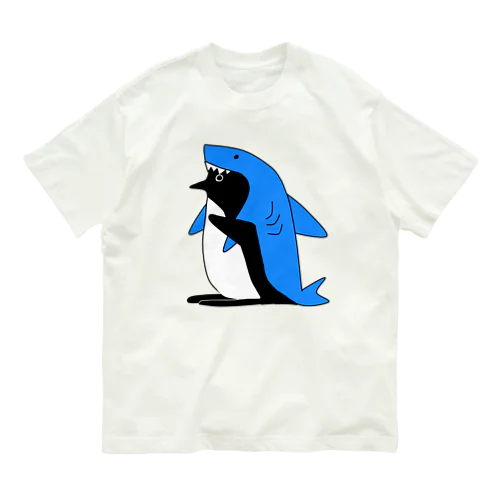 サメを被るペンギン オーガニックコットンTシャツ