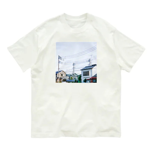 電線と家々 オーガニックコットンTシャツ