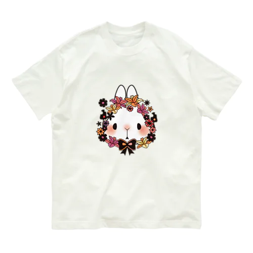 フラワーバニー(orange) オーガニックコットンTシャツ