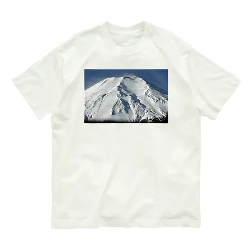 冠雪した富士山_003 オーガニックコットンTシャツ