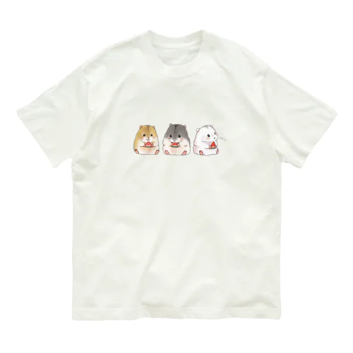 スイカを食べるハムスター  オーガニックコットンTシャツ