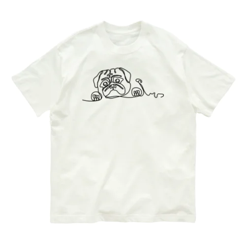 パグ一筆書Tシャツ オーガニックコットンTシャツ