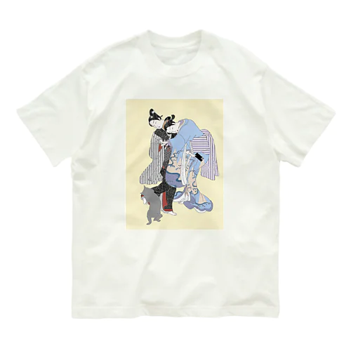 参戦する猫 （ LINEをめぐる戦い） Organic Cotton T-Shirt