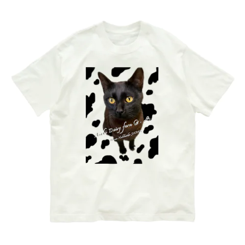 よだれちゃん(社名有り黒猫と牛柄ver.) オーガニックコットンTシャツ