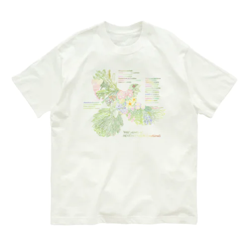 Wild plants of HOTOKENUMA-wetlands（色付き） Organic Cotton T-Shirt