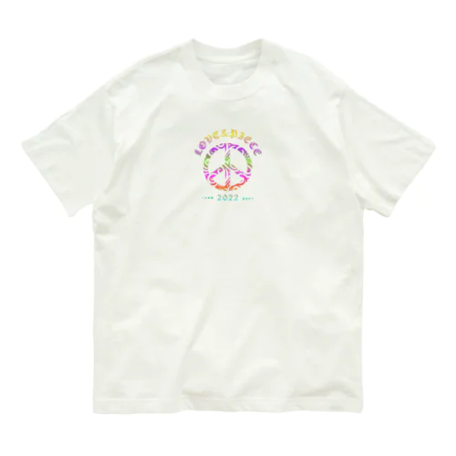 Love＆peaceシリーズRainbowcolorバージョン オーガニックコットンTシャツ