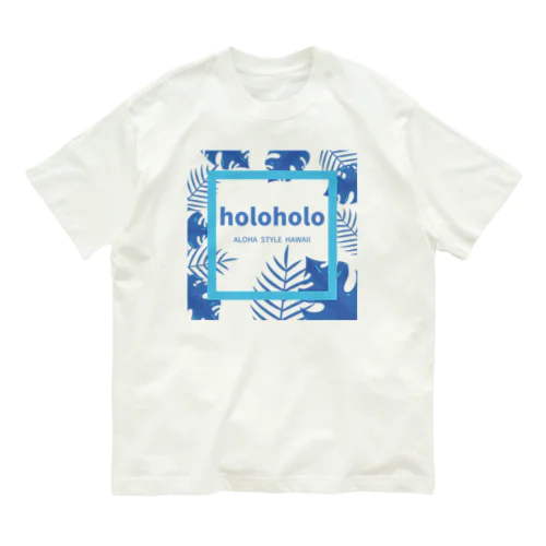 holoholo（ホロホロ）ハワイ語　ブルー オーガニックコットンTシャツ
