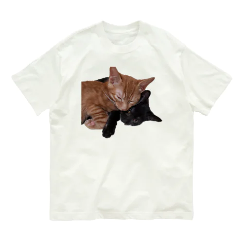 仲良しお昼寝猫 オーガニックコットンTシャツ