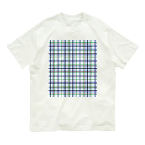 チェック柄 ブルー&グリーン Organic Cotton T-Shirt