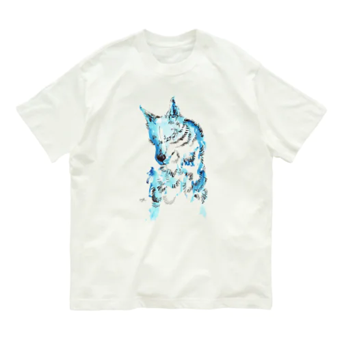 Watercolor wolf オーガニックコットンTシャツ