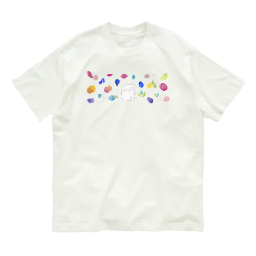 くまと花々 オーガニックコットンTシャツ