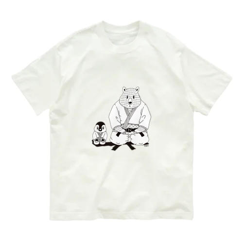 白黒道場-柔道（絵柄小） 유기농 코튼 티셔츠