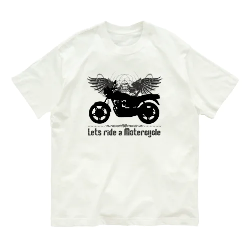 バイクに乗ろうぜ！2（黒シルエットVer） Organic Cotton T-Shirt