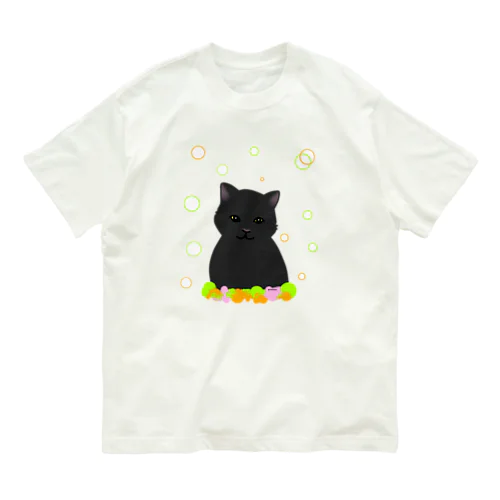 癒し猫 黒猫 Organic Cotton T-Shirt