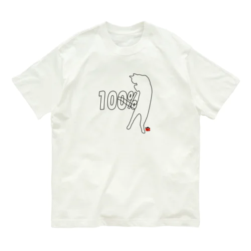 ロシアンブルー銀　猫の100% Tシャツ(線画Ver) Organic Cotton T-Shirt