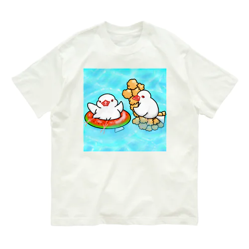 ぷかぷか水遊び文鳥ず オーガニックコットンTシャツ