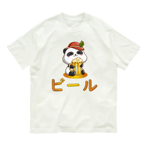  Cute Panda Drinking Beer Octoberfest オーガニックコットンTシャツ