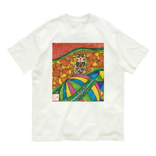 マッキーアート（招き猫）R i e 유기농 코튼 티셔츠
