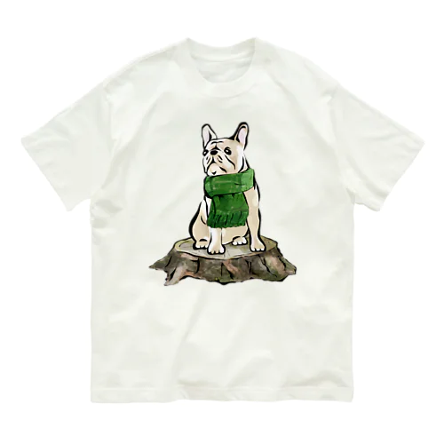 マフラーを着けたフレンチブルドッグ　クリーム Organic Cotton T-Shirt