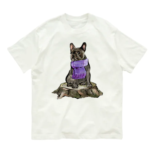 マフラー犬　フレンチブルドッグ　ブリンドル Organic Cotton T-Shirt