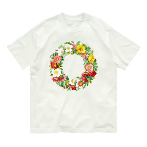 バラの花輪 オーガニックコットンTシャツ