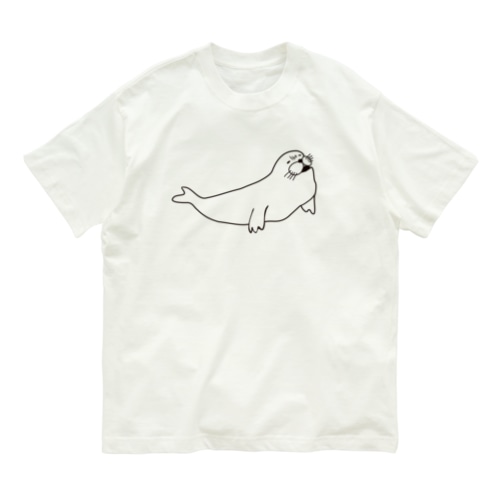 あざらしのひと（黒） Organic Cotton T-Shirt