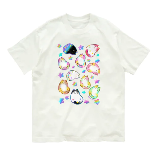 ★キラキラ星と猫★(ふわふわバージョン) オーガニックコットンTシャツ