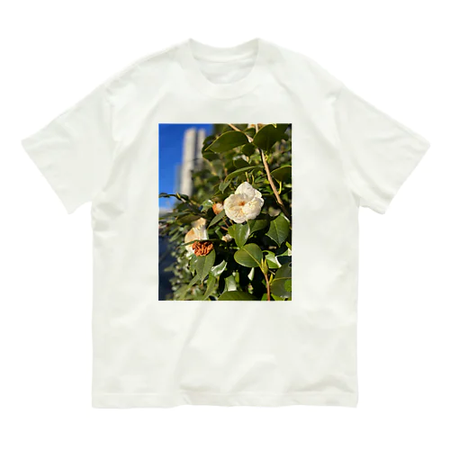 Organic white flower Tshrt オーガニックコットンTシャツ