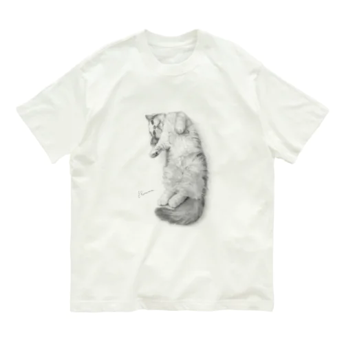 ミルクちゃん　ミヌエットの女のコ　猫　ヘソ天 オーガニックコットンTシャツ
