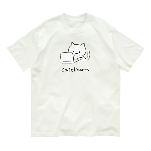 catelework テレワークネコ オーガニックコットンTシャツ