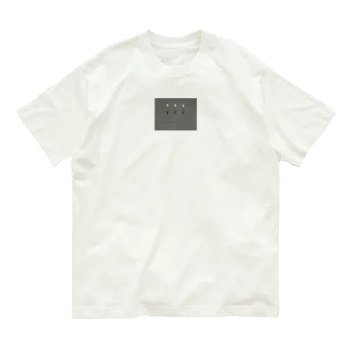 Khaki gray × Cream three tulip オーガニックコットンTシャツ