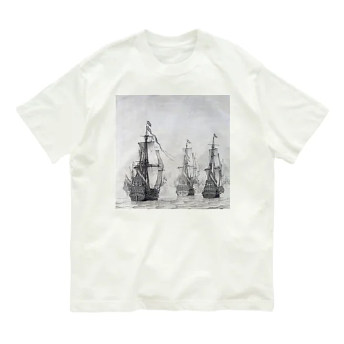 ダンケルクの戦い ウィレム・ファン・デ・ヴェルデ（I） 1659年 オーガニックコットンTシャツ