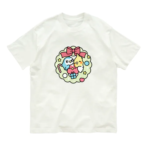 クリスマスリース コザクラインコ、オカメインコ Chubby Bird Organic Cotton T-Shirt