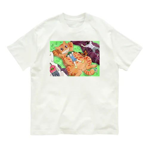 お昼寝猫 Organic Cotton T-Shirt