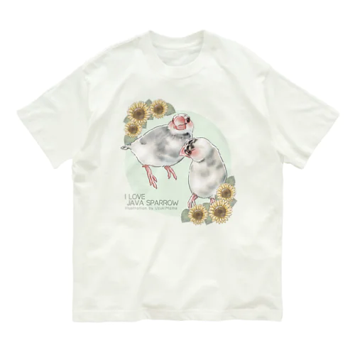 【No.1】I LOVE JAVA SPARROW（ごま塩柄） オーガニックコットンTシャツ