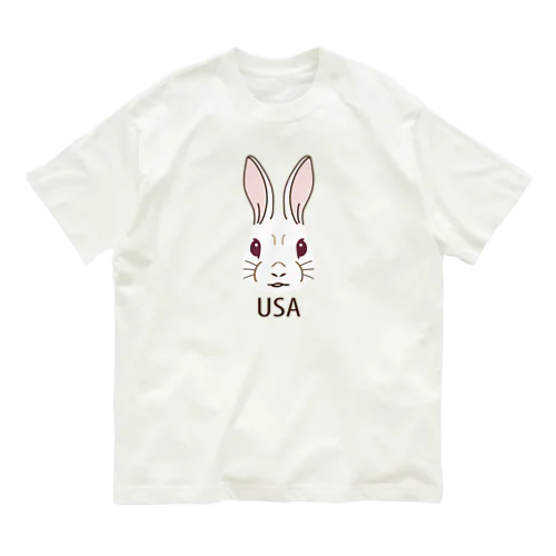 うさぎ(Rabbit)・ラビット・ウサギ年・ウサギ顔・2023年干支・卯年・イラスト・絵・デザイン・Tシャツ・グッズ・かわいい・オリジナル(C) Organic Cotton T-Shirt