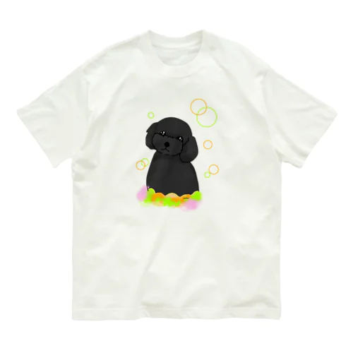 黒トイプードル　癒し犬 オーガニックコットンTシャツ