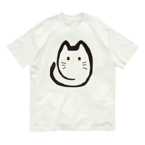 ゆる線黒にゃんこ オーガニックコットンTシャツ