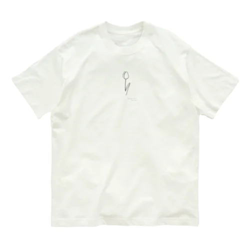 線画チューリップとメッセージ Organic Cotton T-Shirt