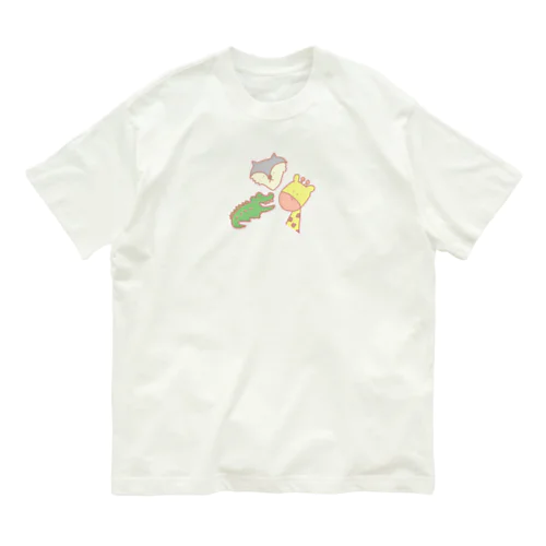 わに おおかみ きりん オーガニックコットンTシャツ